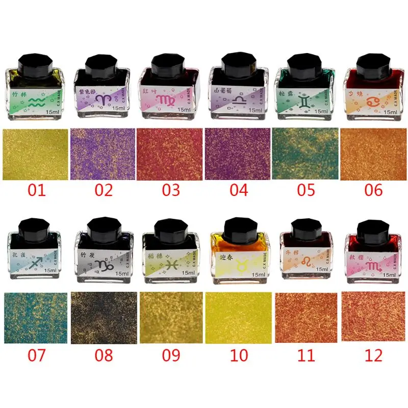 

Gold Powder Colored Ink For Fountain Dip Pen Calligraphy Writing Painting Graffiti School Stationery Office Supplies 15ml
