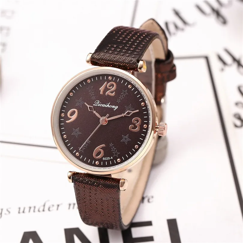 Women Fashion Leather Band Analog Quartz Round Wrist Watch Watches Women's Watches Brand Luxury Fashion Ladies Watch #4a2 (9)