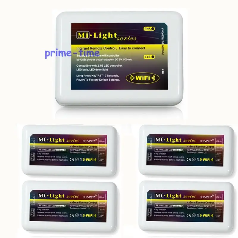 4 szt 2.4g rf wireless dc12-24v 12a mi. światła jasność regulowana kontroler ściemniacza + 1 xwifi hub dla jednego koloru taśmy