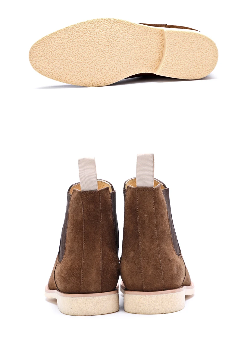 Mens Boots' Slip-On Suede Men Boots Casual Genuine Leather Chelsea Boots Men Full Grain Leather Fashion Ankle Boot Mens Big Size (11)