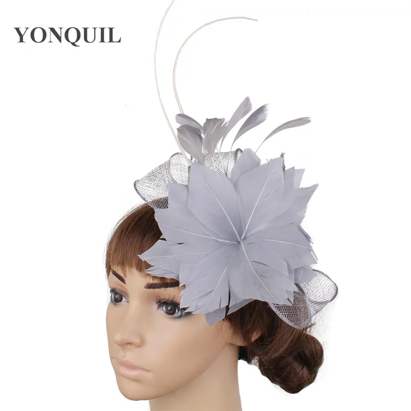 Женские великолепные вуалетки для женщин Свадебная вечеринка перо головные уборы с причудливыми перьями цветок аксессуары MYQ078