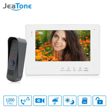 

JeaTone 7"Video Doorbell Camera Door Phone Intercom System White Hands-free Touch Button Indoor Monitor IR Night Camera Home Kit