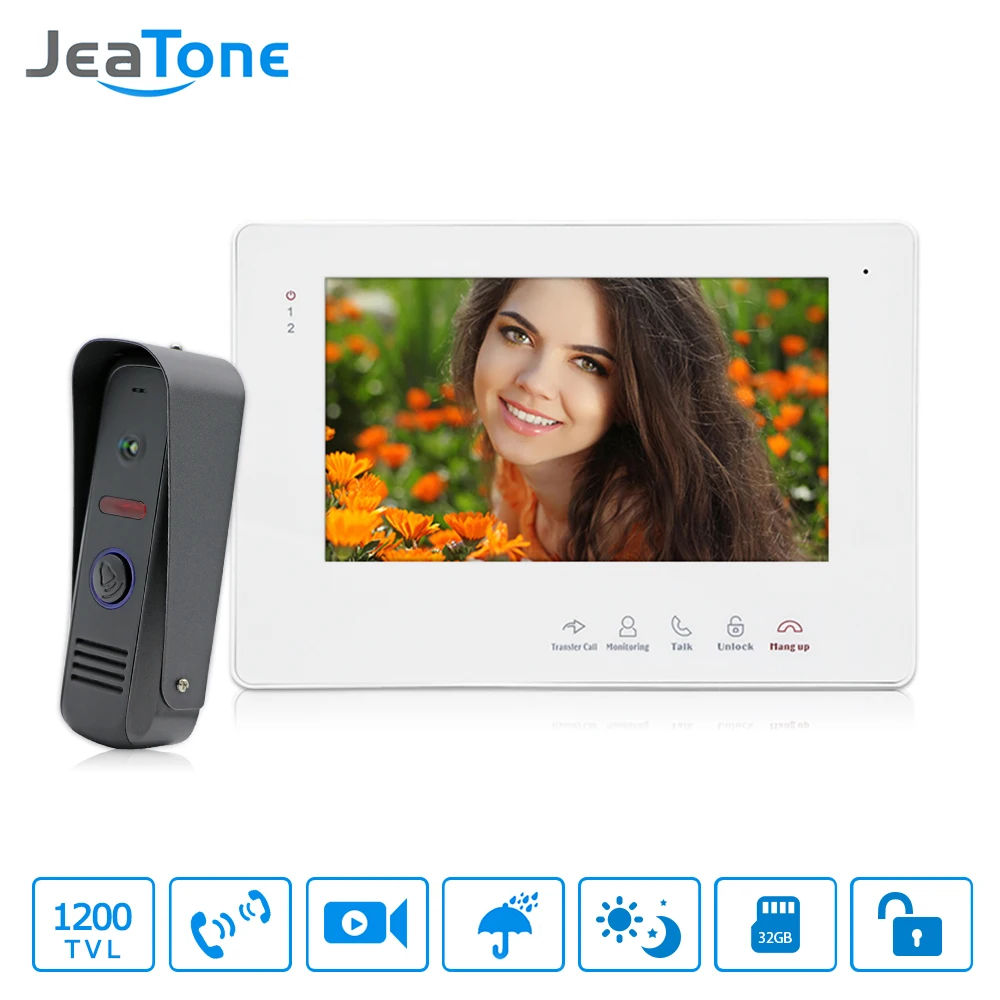 JeaTone 7\Video Doorbell Camera Door Phone Intercom System White Hands-free Touch Button Indoor Monitor IR Night Camera Home Kit JeaTone 7\Video Doorbell Camera Door Phone Intercom System White Hands-free Touch Button Indoor Monitor IR Night Camera Home Kit