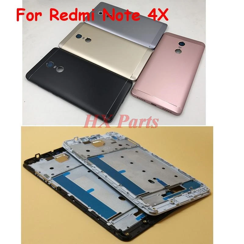 

LCD Front Frame Middle Housing + Back Battery Cover For Xiaomi Redmi Note 4 /4X, Snapdragon/MTK Full Housing + Side Buttons