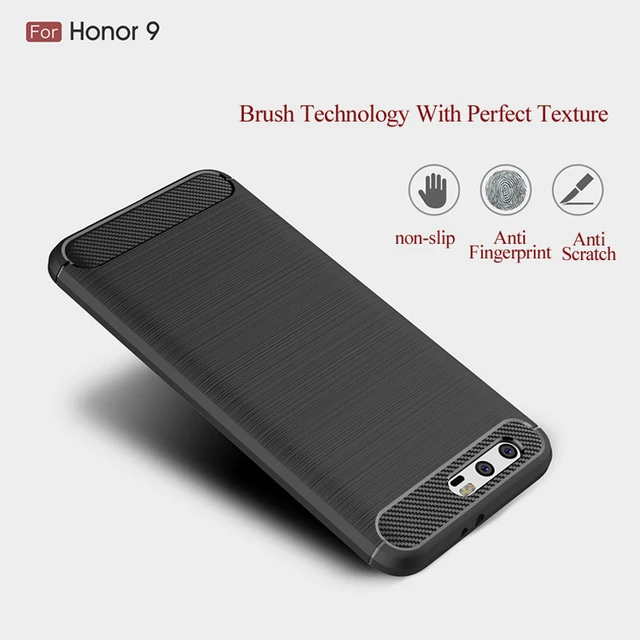 TOMKAS Case Huawei Honor 9 Case Fashion Soft Silicone Phone Cases For Huawei Honor 9 Cover TPU Carbon Fiber Texture For Honor 9