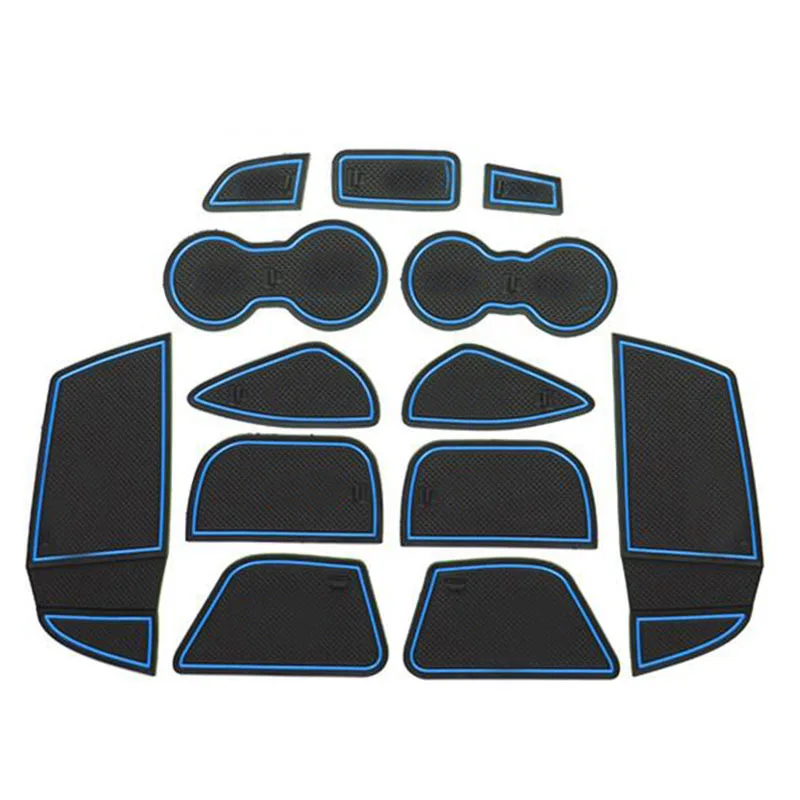 Goedkoop 13 stks set Auto Interieur Cup Mat Deur Poort Slot Pad Opbergdoos Mat Stickers Voor Ford Focus 3 2012 2013 2014 LHD Met Logo