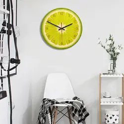 Творческий фрукты печатных Деревянный цифровой настенные часы с тихим ходом часы дома гостиная висит часы декоративные