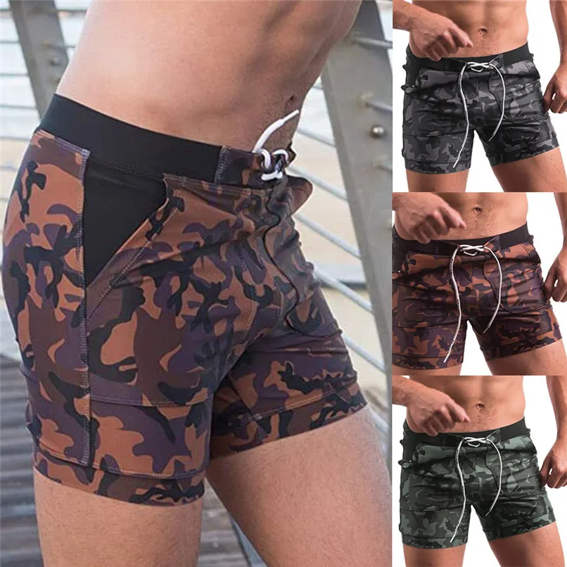 

2019 New Swimwear Men Sexy swimming trunks with Pocket swimsuit mens swim briefs Beach Shorts homens maillot de bain #2F25