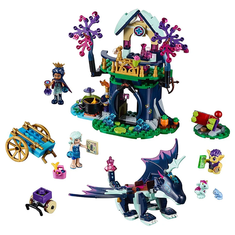 

Legoing Friends Elve Series Rosalyn's Healing Hideout 2-Level Treehouse Blocks For Girl Toys Compatible LEGOings Princess Sets