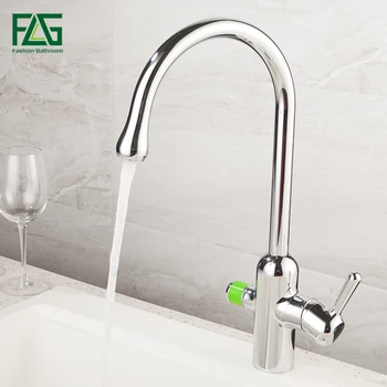 

FLG Deck Mounted Kitchen Faucets Mixer Tap 360 Degree Rotation with Water Purification Features Chrome 3 Way Mixer Tap Crane 525