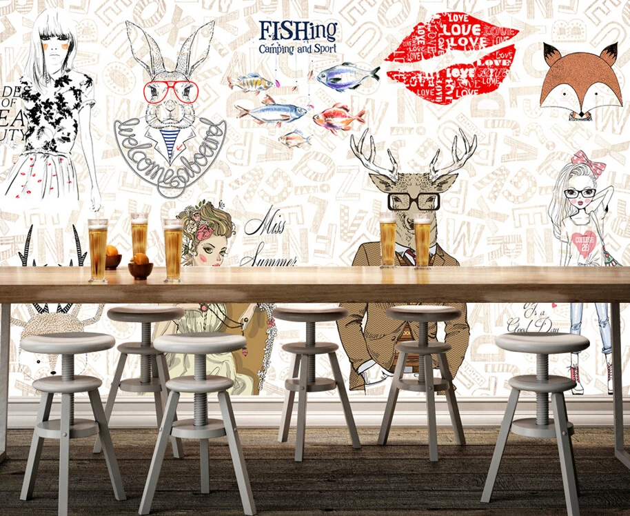 

Custom modern wallpaper,fashion elements,cartoon murals for the clothing store bag shop background wall waterproof wallpaper