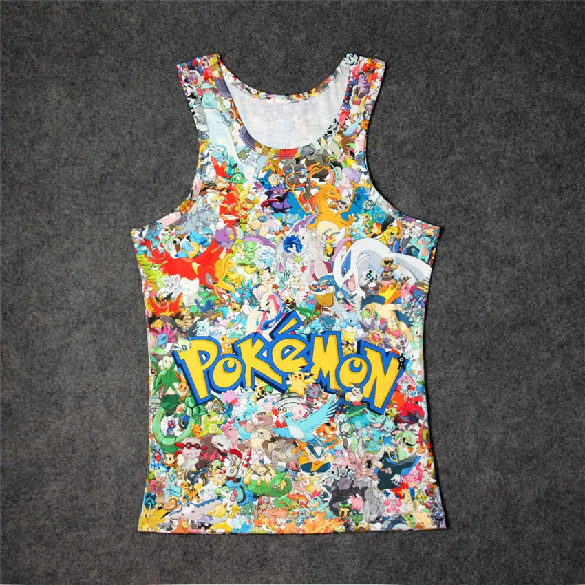 All Pokemon Tank 3D Print Pikachu Tops Kids Mens Undershirt teen Cotton