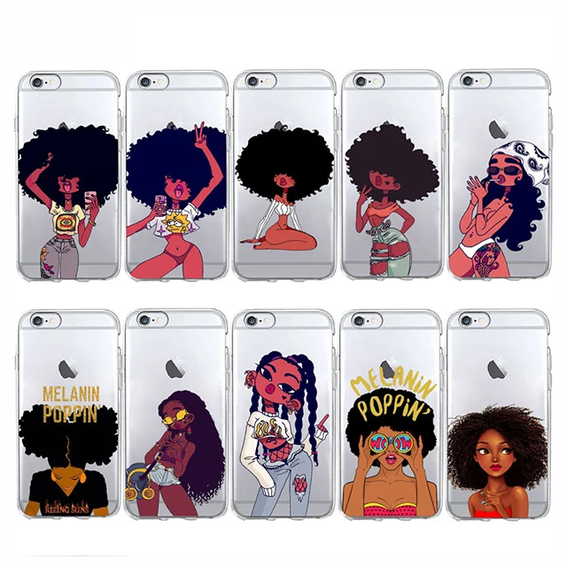 Afro Black Girl Magic Melanin Poppin Phone Case For Iphone 7 5s Se 6s 8 Plus Soft Tpu Silicone Cover For Iphone X Xr Xs Max Case Phone Case Covers Aliexpress