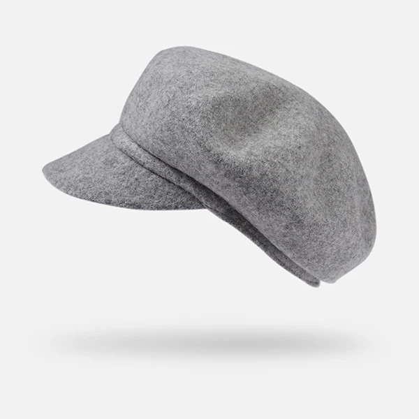 Новинка, зимние шапки Anise Newsboy, Ретро стиль, женские вязаные шапки из кашемира, шерсть, восьмиугольная шапка, шапка для отдыха, высокое качество - Цвет: Light grey