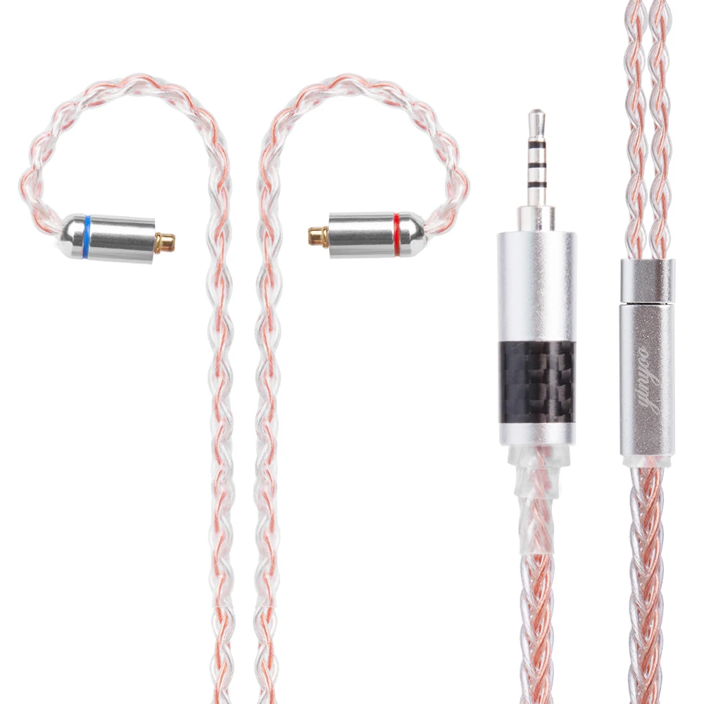 

Yinyoo 8 Core Silver Plated Copper Cable 2.5/3.5/4.4mm Balanced Earphone Upgrade Cable With MMCX/2Pin For KZ ZSN ZS10 PRO TRN X6
