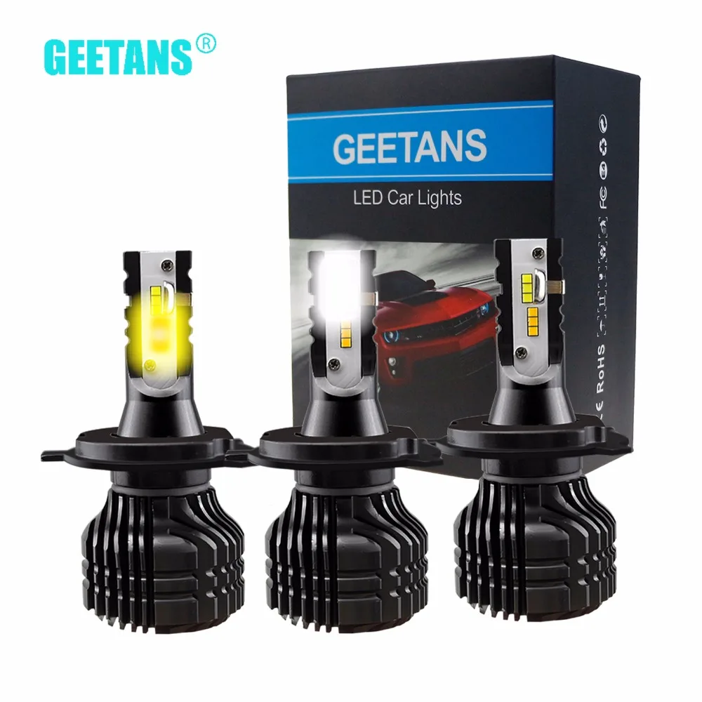 Geetans двойной цвет H7 H4 светодиодный автомобильный фонарь H8 H9 H11 9005 9006 светодиодный фонарь 3000K 6000K 7600LM(2 лампы в коробке) CE