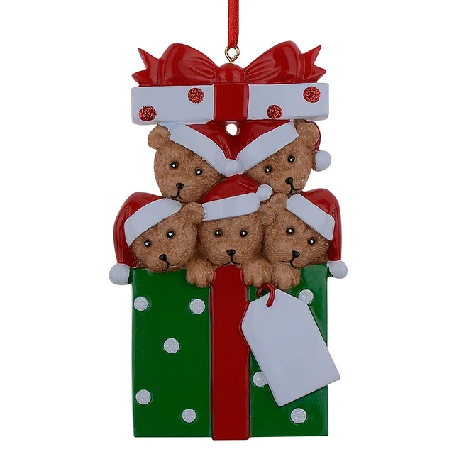 wholesale resin bear family of 5 christmas ornaments personalized personalizable christmas ornaments wholesale