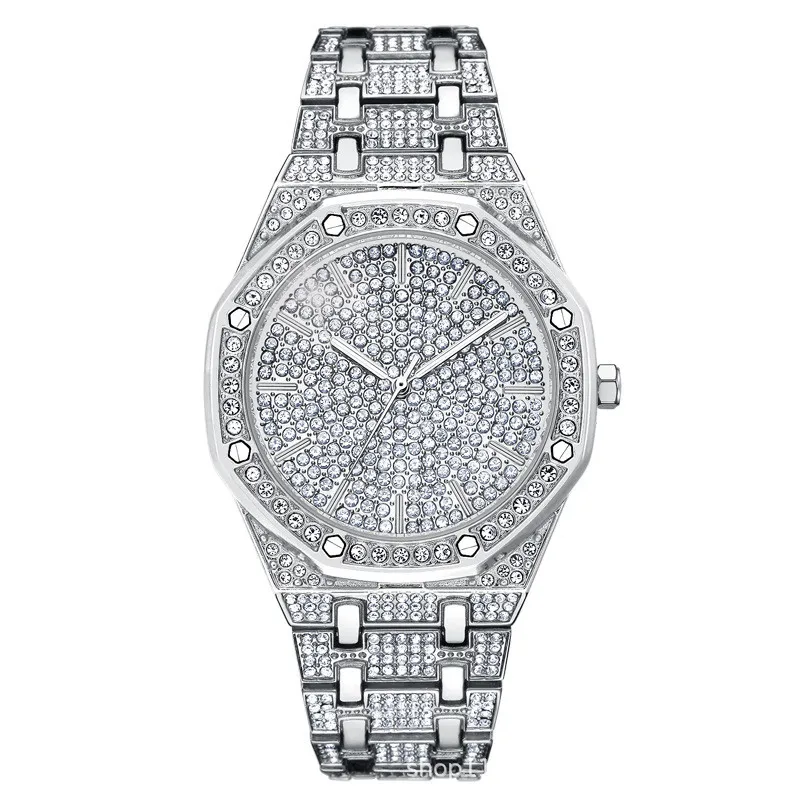 الراقية الرجال والنساء مع نفس كامل حجر الراين كبيرة ساعة مزدوجة مع الماس الفولاذ المقاوم للصدأ حزام المد الجدول ووتش