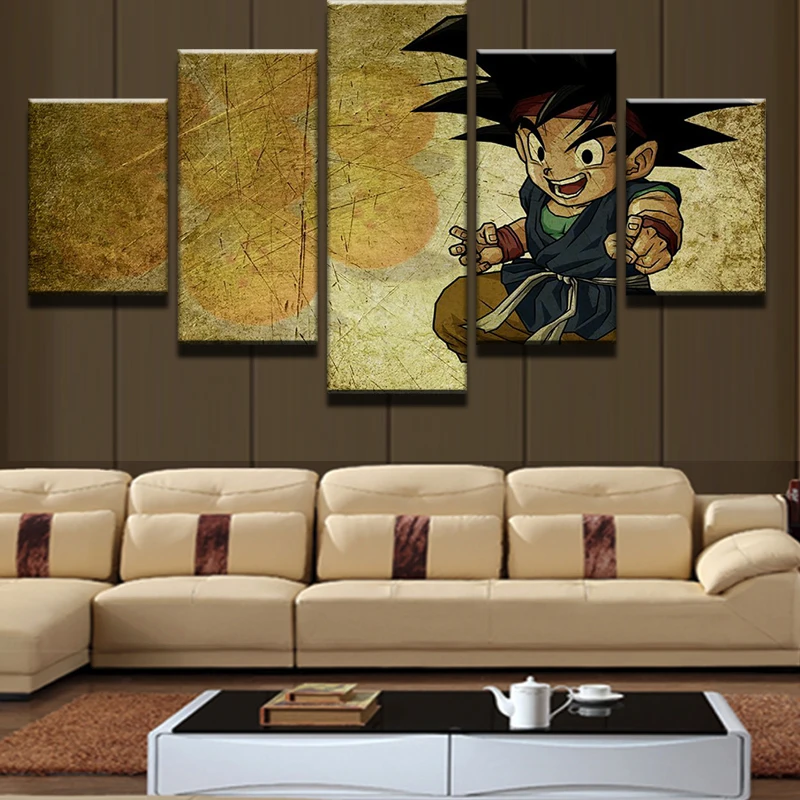 

5 Panel Cartoon Little Boy Goku Dragon Ball Painting Canvas Wall Art Picture Home Decor Living Room Canvas Print Modern Painting