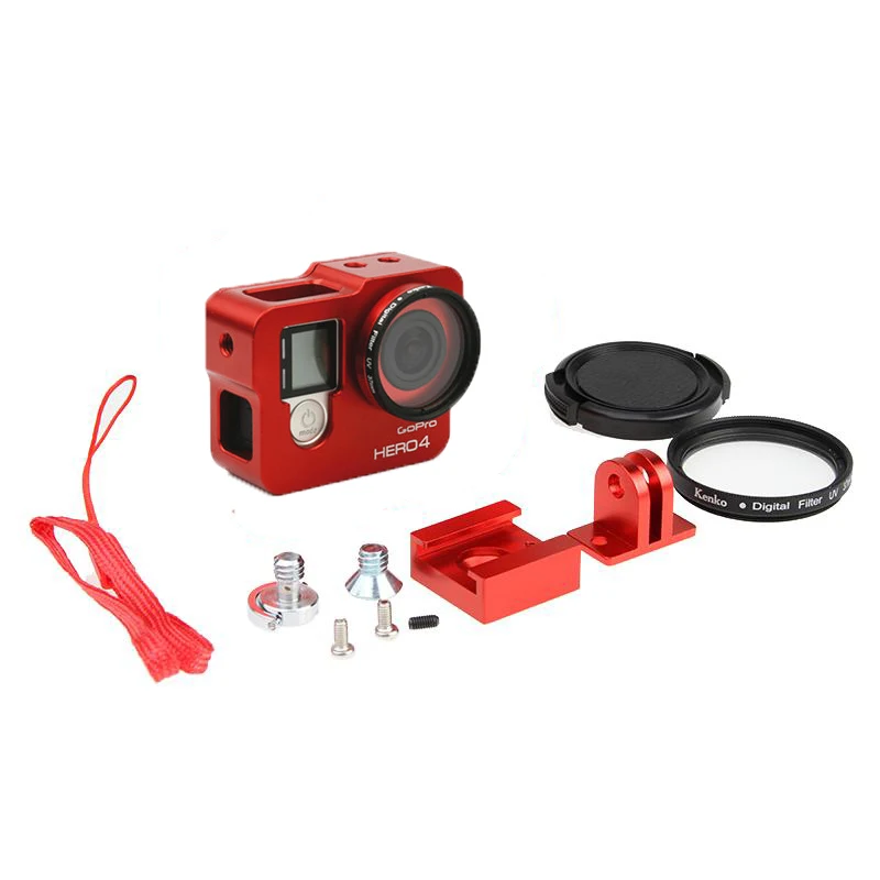 Prix pour Gopro Accessoires go pro hero4 3 + cadre En Aluminium Logement Cas + UV filtre len pour gopro go pro hero 4 noir édition accessoires Prix pour Gopro Accessoires go pro hero4 3 + cadre En Aluminium Logement Cas + UV filtre len pour gopro go pro hero 4 noir édition accessoires