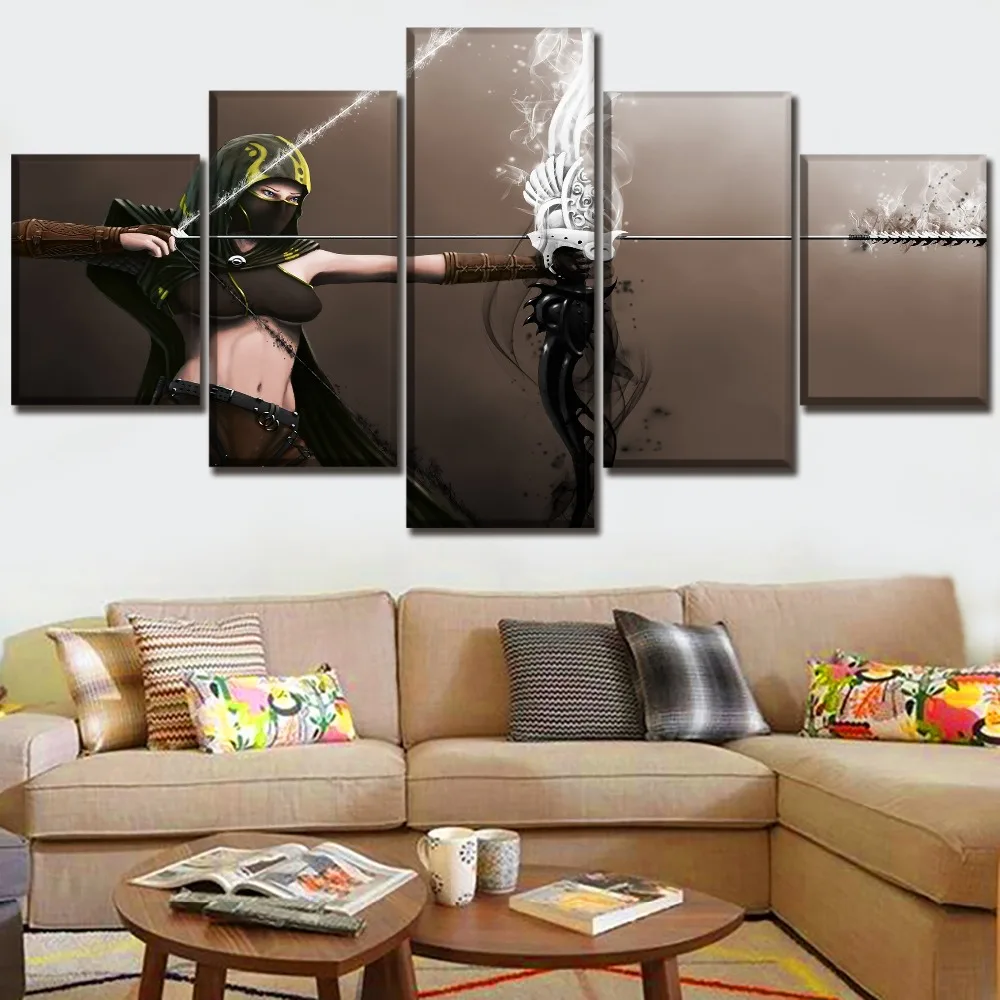 

Hd Home Decoration Canvas Painting 5 Pieces Game Guild Wars 2 Shooting Pictures Wall Art Prints Modular Modern Poster Boy Room