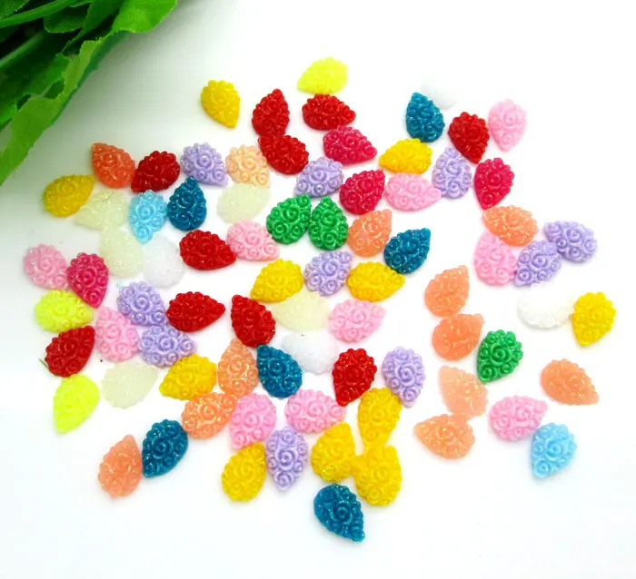 

200Pcs 8x10mm Mixed Drop Flower Design Resin Decoration Crafts Beads Flatback Cabochon Scrapbook DIY Embellishments Accessories