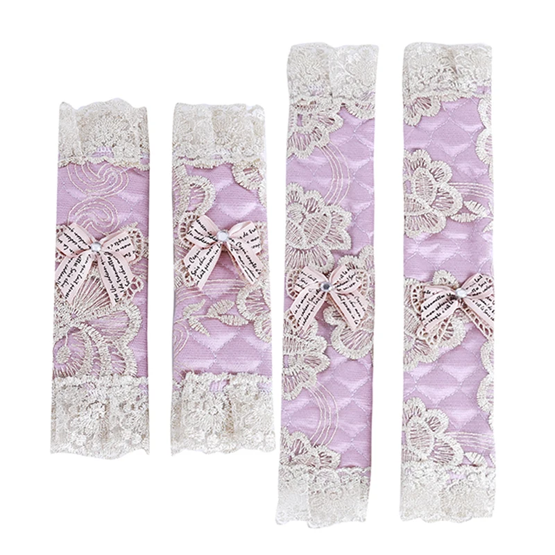

1pair Lace Flower Polka Dot Door/Refrigerator Handle Cover Practical Doorknob Door Handle Cover Double-door Fridge Gloves