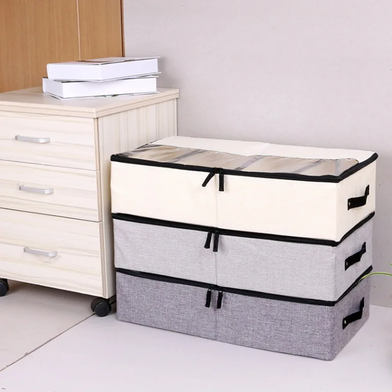 

Shoes Folding Storage Organzier Foldable Compartment Dustproof Thicken Cotton And Linen Wardrobe Closet Bra Covered Storage Box