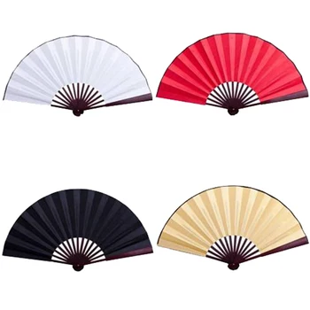 

1PCS Chinese Style 8 Inch/10 Inch Silk Cloth Fan Blank Silk Cloth Folding Fan Party Wedding Decor Products Surface Hand Held Fan