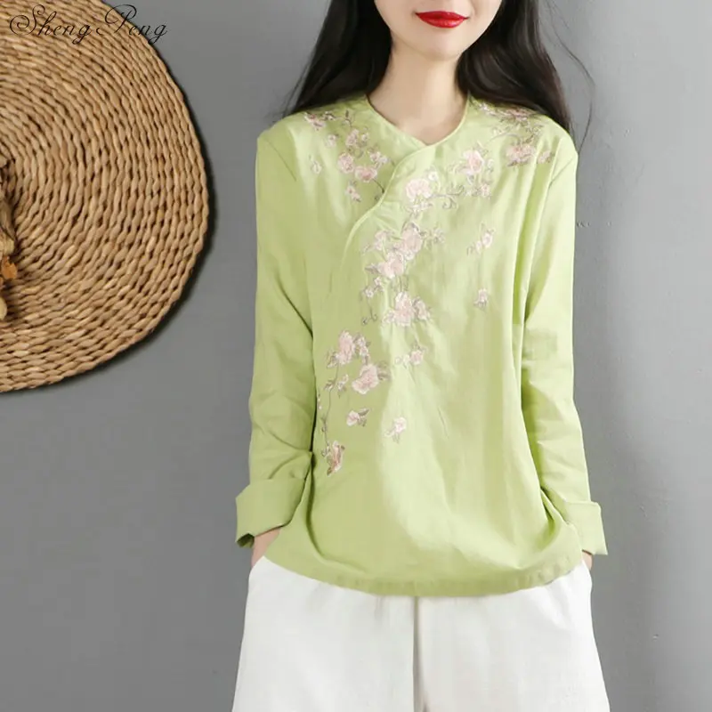 

Cheongsam top chinese style clothing traditional chinese clothing for women qipao top linen shirt women linen clothes V1472