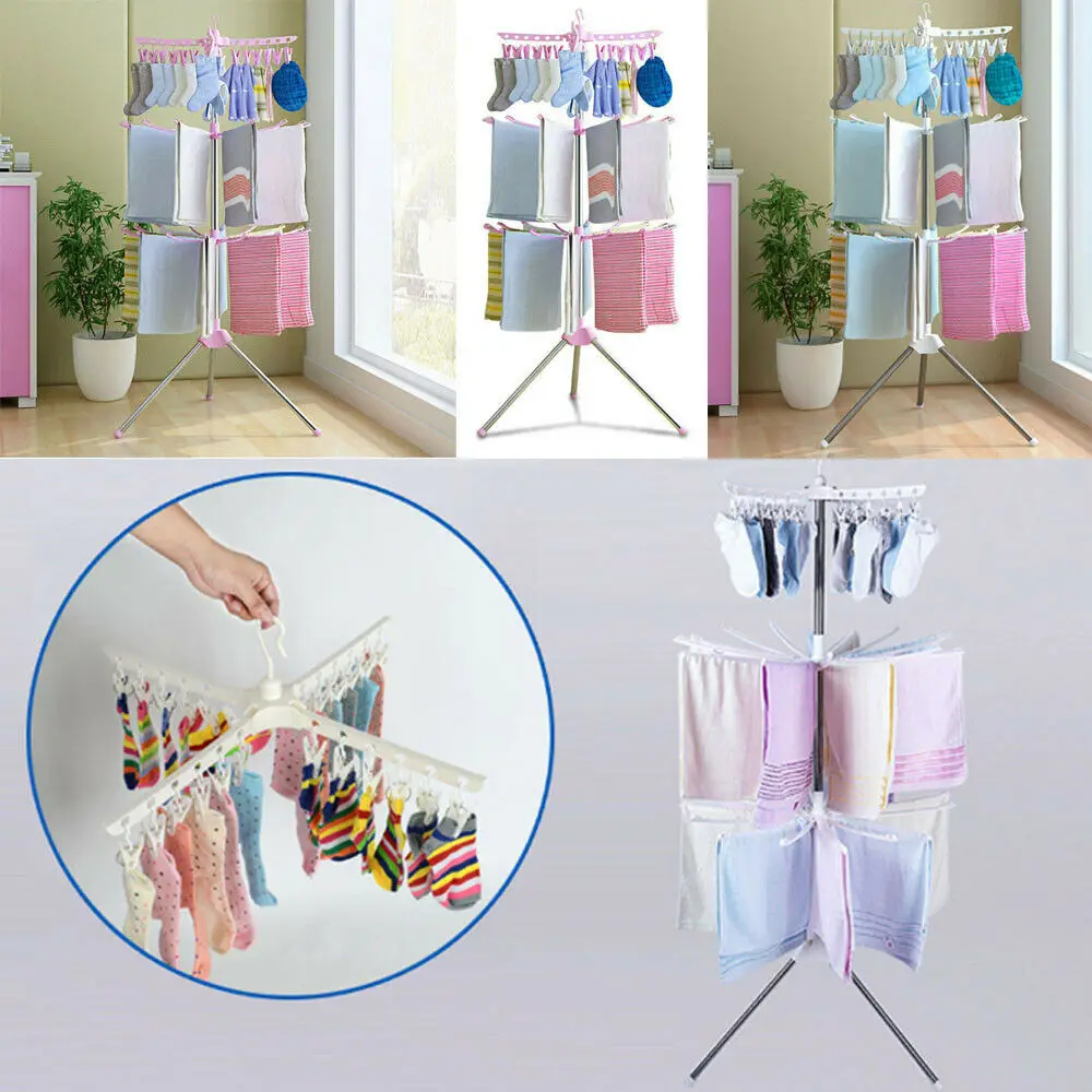 

2019 New Creative 3 Tier Folding Multifunction Transportable Laundry Organizer Drying Rack Clothes Hanger Stand