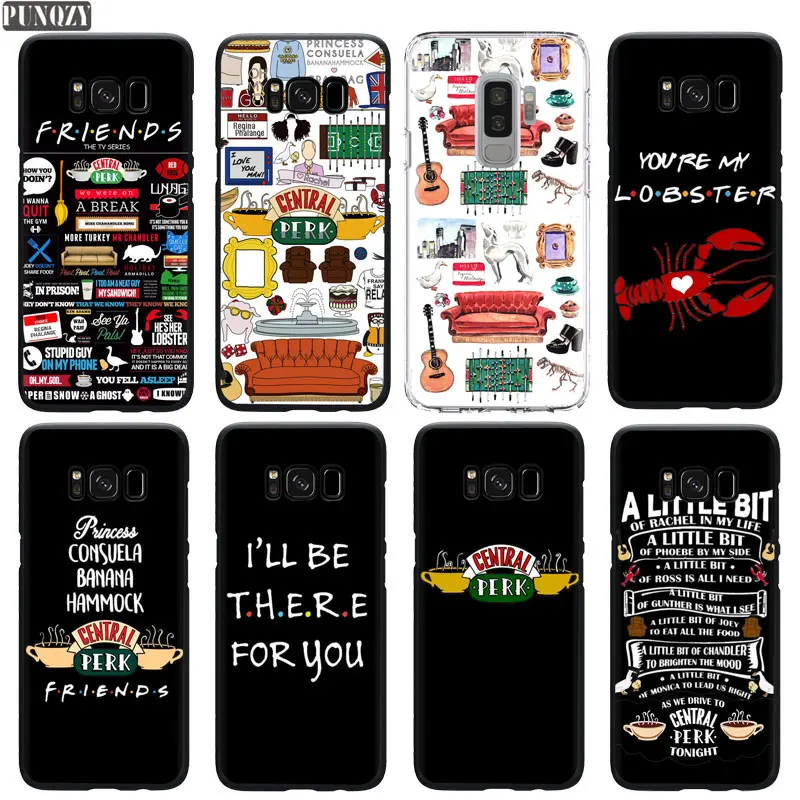 

PUNQZY Friends TV Show CENTRAL PERK Phone Case For S10 S8 S9 Plus A50 A70 A30 S10E S7 Super Quotes Soft TPU Black Silicone Cover