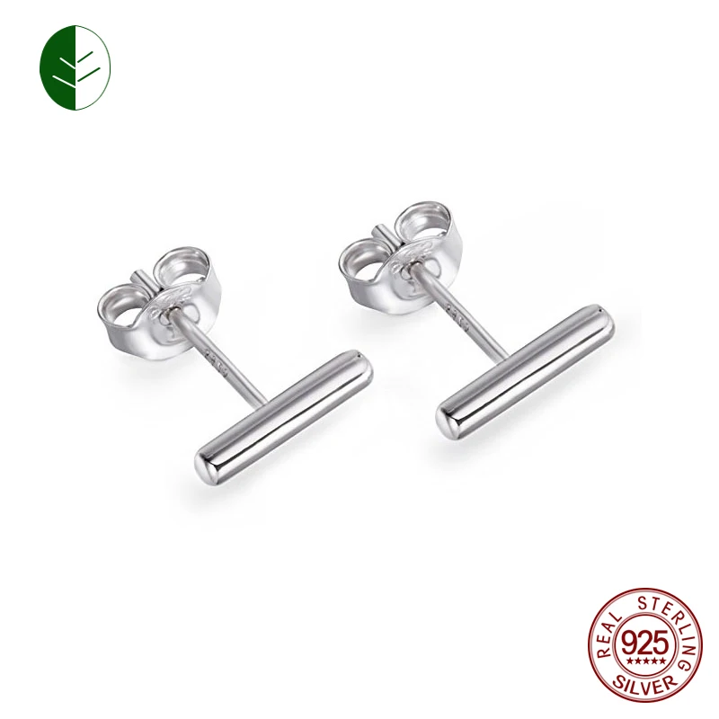 Minimalist 925 Sterling Silver Stud Earrings Bar Earrings Line Earrings Simplify Round Stick Earrings Woman Gift ZK30