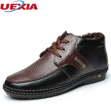 UEXIA Fashion Solid Warm Formal Winter Snow Men Boots Male Shoes Casual Thick Plush Men ankle Boots Father Shoes Botas Hombre