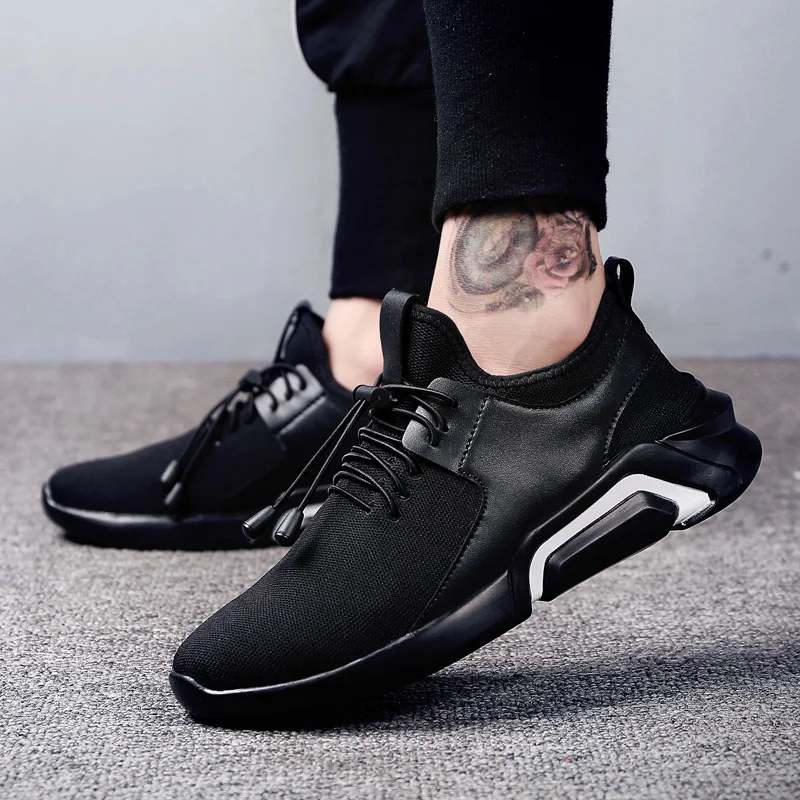 Spring Autumn Man Running Shoes Black White Mens Mesh Sneakers ...