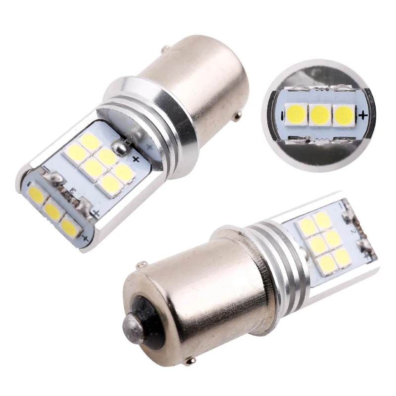 2шт P21W led BA15S PY21W BAY15D P21/5W 1157 1156 3030 15SMD сигнальный светильник заднего хода для