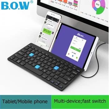 

BOW HB191 Lightweight and Portable Dual Mode Bluetooth/Wired USB Keyboard Usb Tablet Taptop Mobile Keyboard ,Hidden Brackets