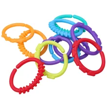 24pcs Baby Toys 0-12 Months Rainbow QQ Kids Molars Ring Teether Teddy Chain Clutch Ring Apron Baby Teethers FCI#