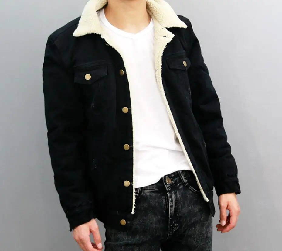 Мужская джинсовая куртка, JOOBOX, зимняя, утолщенная, теплая, овечья шерсть, флисовая подкладка, джинсовая куртка, мужские пальто, хип-хоп, Jaqueta Masculino, пальто