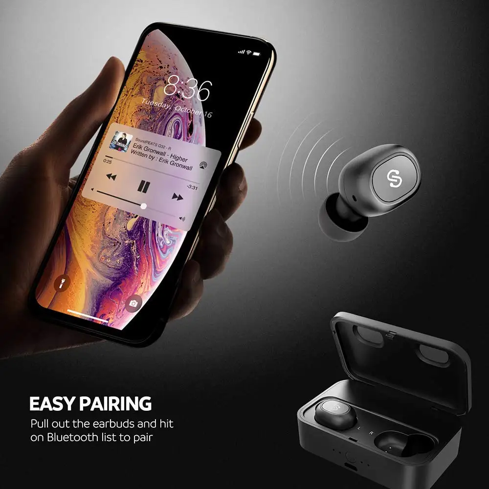 SoundPEATS TWS беспроводные Bluetooth наушники вкладыши супер бас стерео гарнитура