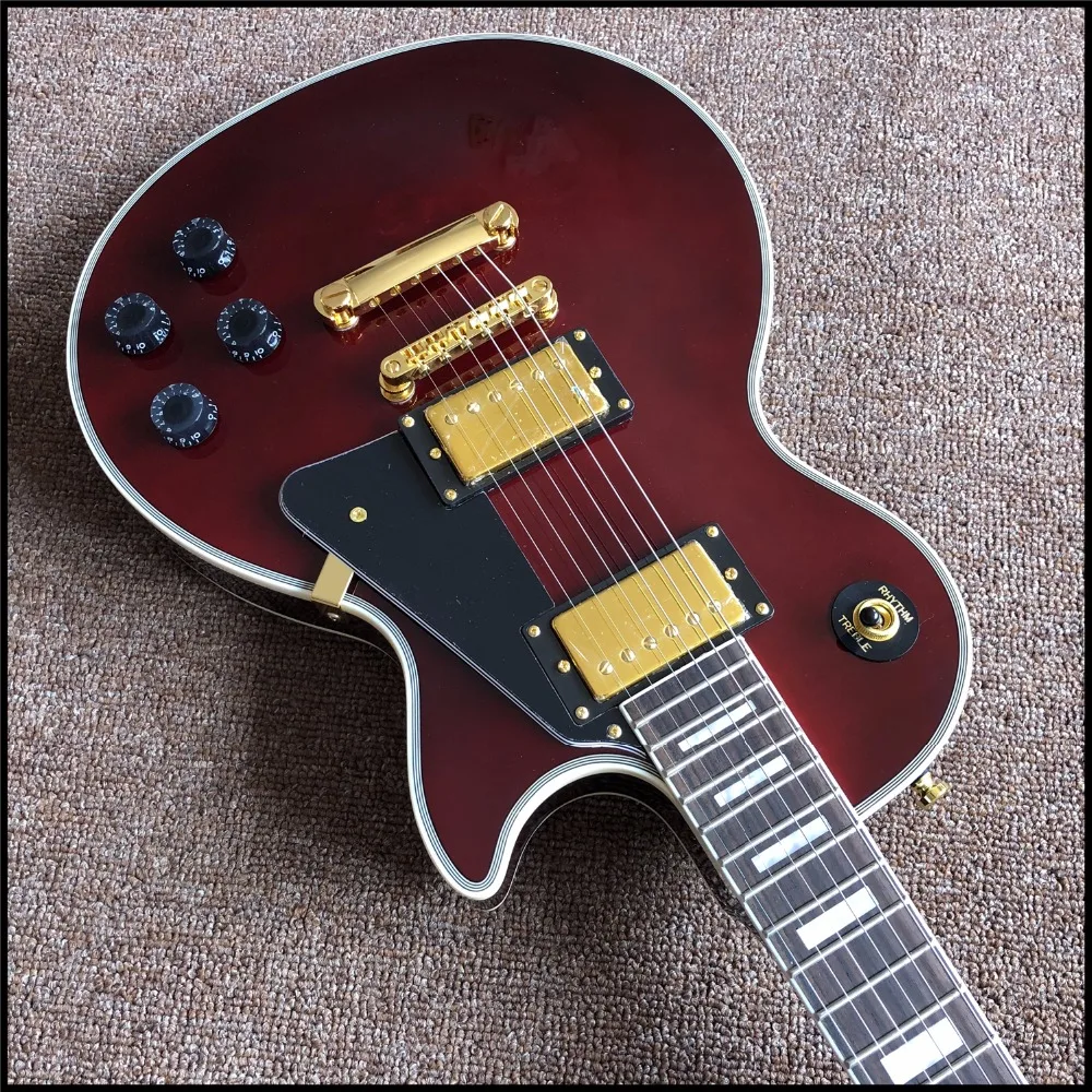 

Chinese factory OEM wine red electric guitar , high quality guitar, with gold color hardware , fast shipping guitarra