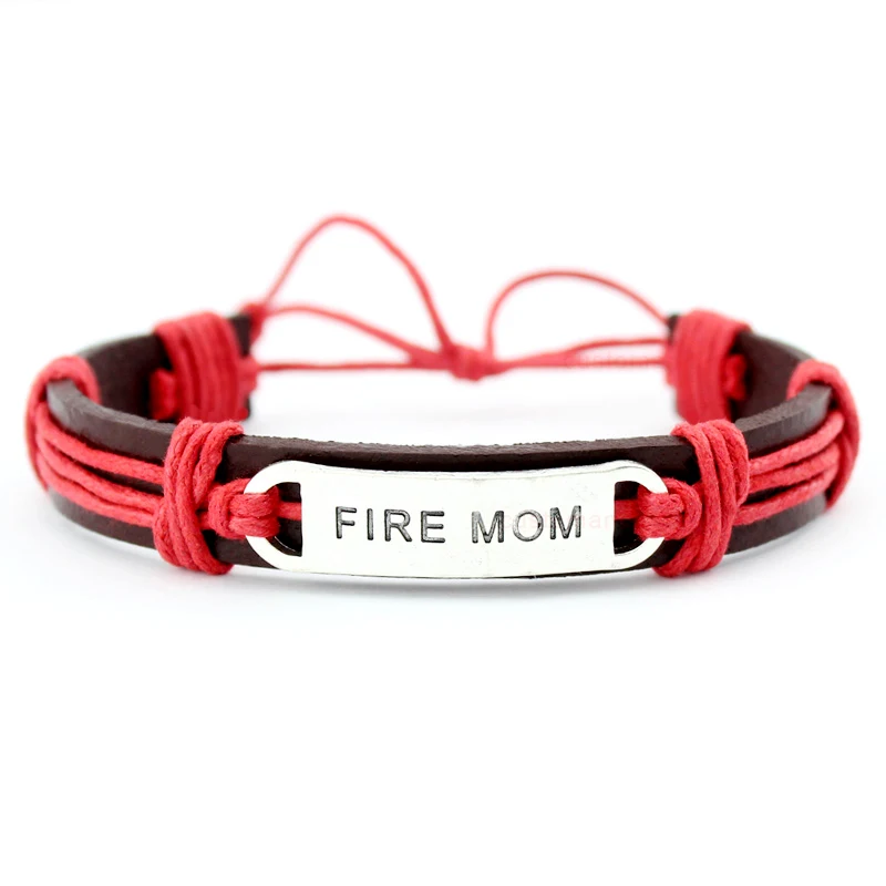 

Firefighter Fire Mom Wife Thin Blue Line Dogs Paw Turtle Tortoise Scissors Arrow Charm Wax Leather Bracelets Women Men Jewelry