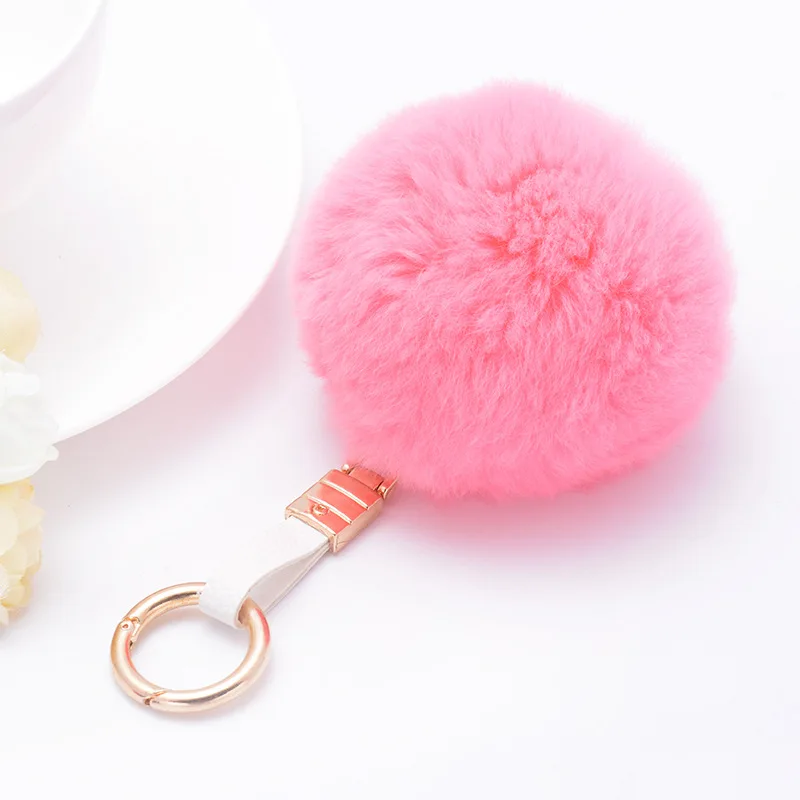 8cm Fluffy Fur Ball Keychain Fur Pompons Keychain Keyring Llavero Pom