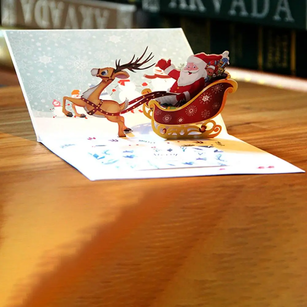 Счастливое Рождество 3D всплывающие поздравительные карты с конвертом Лазерная вырезанная почтовая карта для Рождества Подарки ручной работы