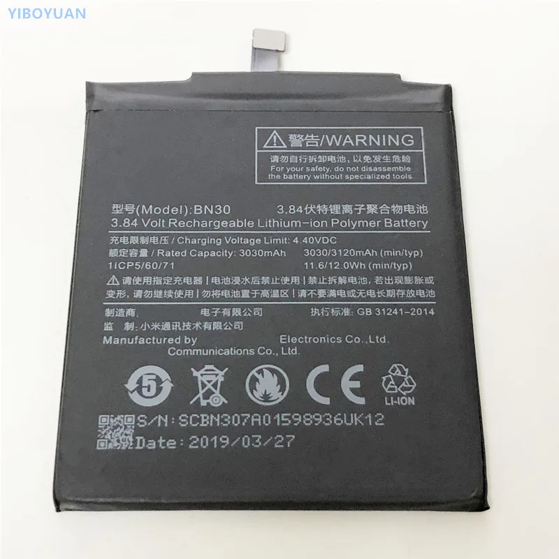 

3.85V 3030/3120mAh BN30 For XiaoMi RedMi 4A Battery