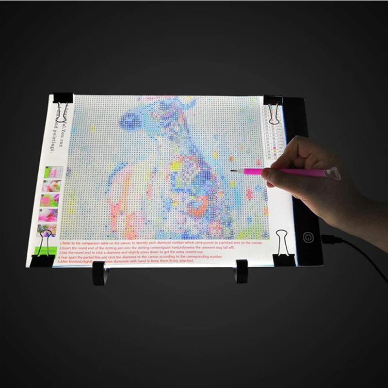 A4 светодиодный светильник с регулируемой яркостью применяется к 5D алмазной живописи со съемной подставкой и зажимами