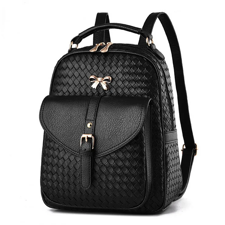 Женские рюкзаки, женские сумки, мягкая сумка из искусственной кожи, дизайнерские сумки на плечо с бантом, школьный рюкзак подростковые рюкзаки для девочек - Цвет: Black 1