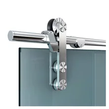 DIYHD-Herrajes para puerta de granero de vidrio, puerta corredera de vidrio sin marco, para Interior de oficina, Kit de puerta corredera de Granero