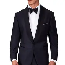 Новое поступление темно-серая с черной сатиновая шаль с отворотом на одной пуговице, приталенный Блейзер, свадебные костюмы для мужчин, 2 предмета