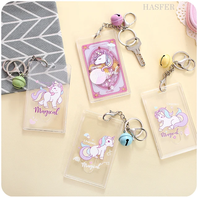 Cute Unicorn Flamingos Credit Card Holder Kawaii Acrylic Unicorn ID